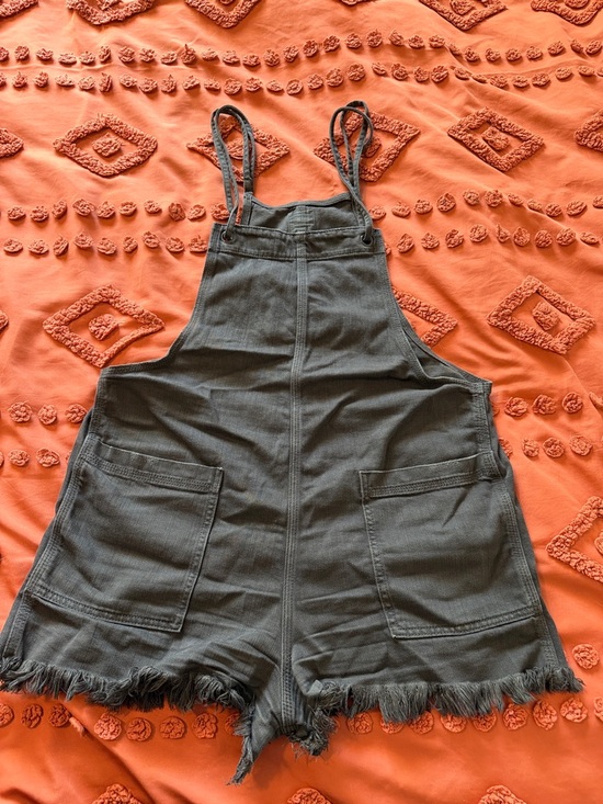 aerie Pants - Aerie - Charcoal Gray Soft Denim Overall Shorts